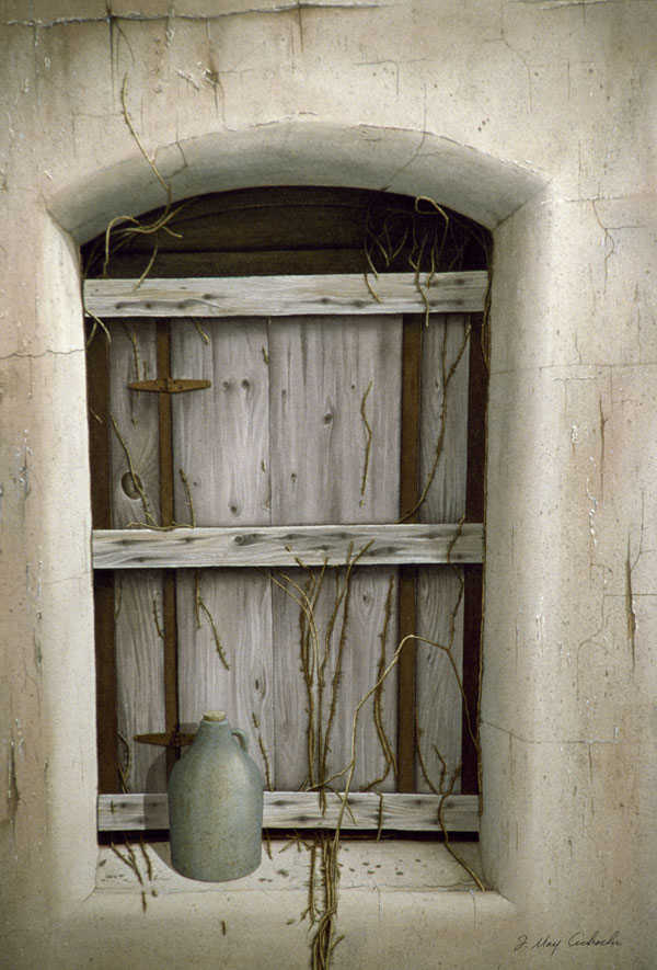 Shuttered-Window-and-Blue-Jug